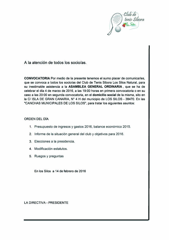 Comunicacion de convocatoria 2016